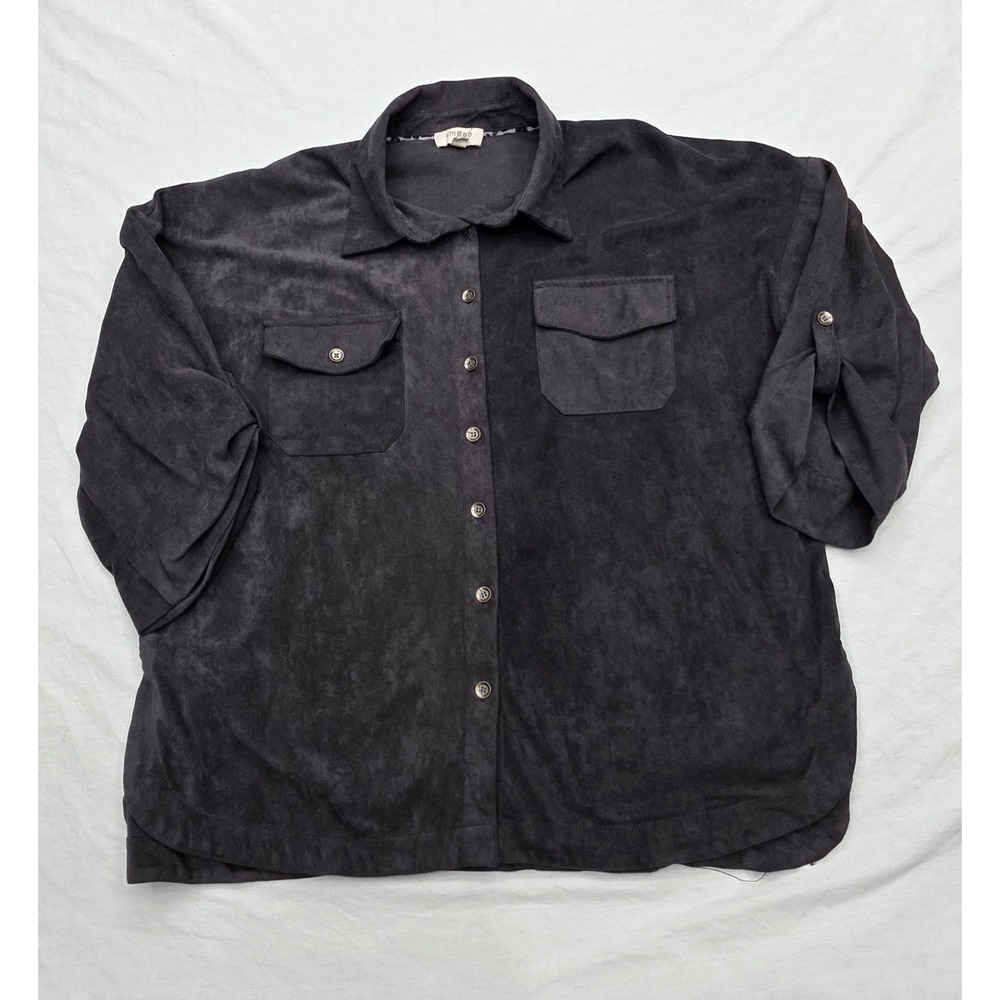 Umgee Women's Gray‎ Suede Button Down Shirt Size Medium